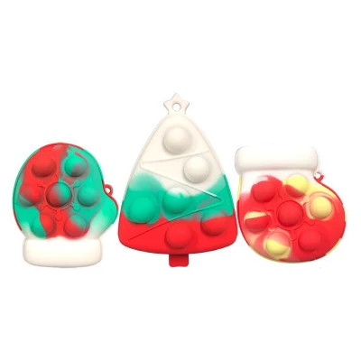 Newest Christmas Tree Sock Glove 3D Push Pop Bubble Squishy Ball Fidget Sensory Kids Toys